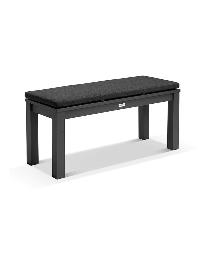 Santorini 2.5m Rectangle Aluminium Dining Table Charcoal With 4 Bench Seats & Denim Grey Cushions image 3