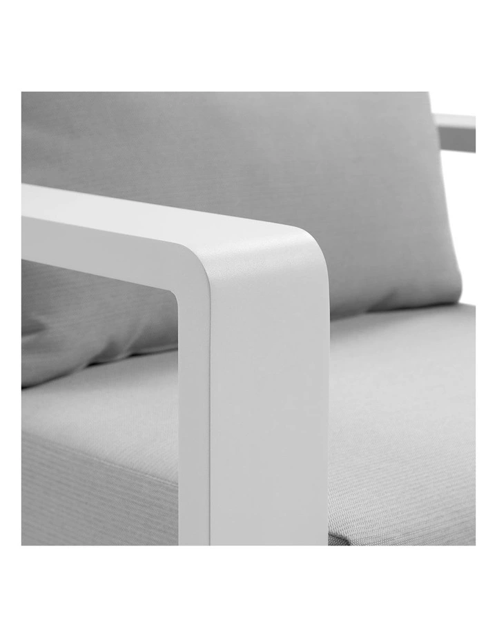 Whitehaven 1 Seater Outdoor Aluminium Lounge Armchair White & Textured Olefin Grey Cushions image 4