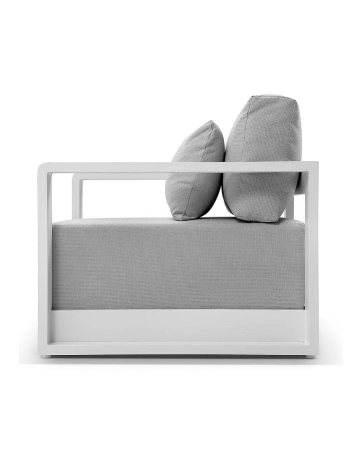 Whitehaven 1 Seater Outdoor Aluminium Lounge Armchair White & Textured Olefin Grey Cushions image 5