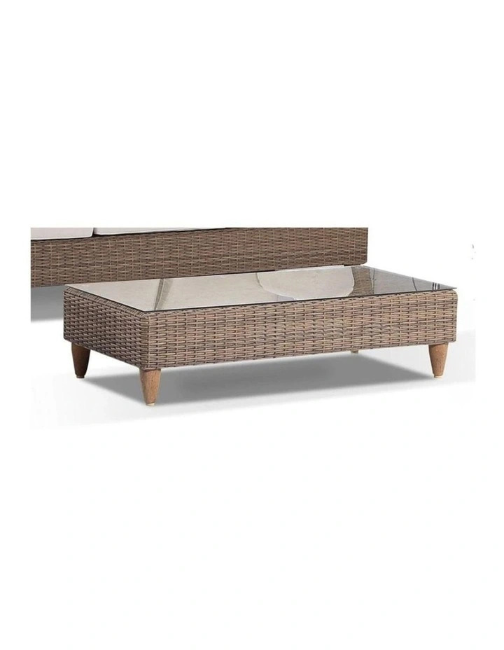 Carolina 3 2 1 1 Seater Outdoor Wicker Lounge Brushed Wheat With Coffee Table & Cream Cushions image 5