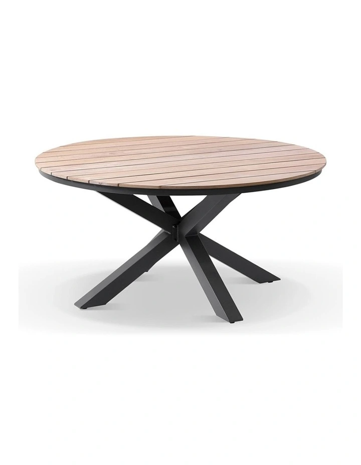 Tuscany 1.5m Aluminium/Teak Dining Table Charcoal With 6 Malawi Style Chairs & Denim Grey Cushions image 2