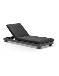 Santorini Aluminium Outdoor Sun Lounge Charcoal & Denim Grey Cushions
