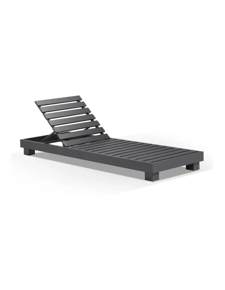 Santorini Aluminium Outdoor Sun Lounge Charcoal & Denim Grey Cushions image 3