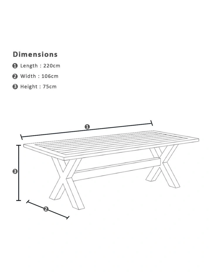 Austin Outdoor 2.2m-3m Extension Dining Set with Light Oak Aluminium and 10 Santorini Chairs image 7