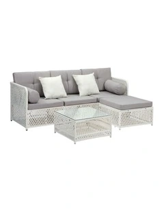 Livsip Outdoor Furniture Sofa Set 5PCS Wicker Lounge Setting Table Chairs Garden
