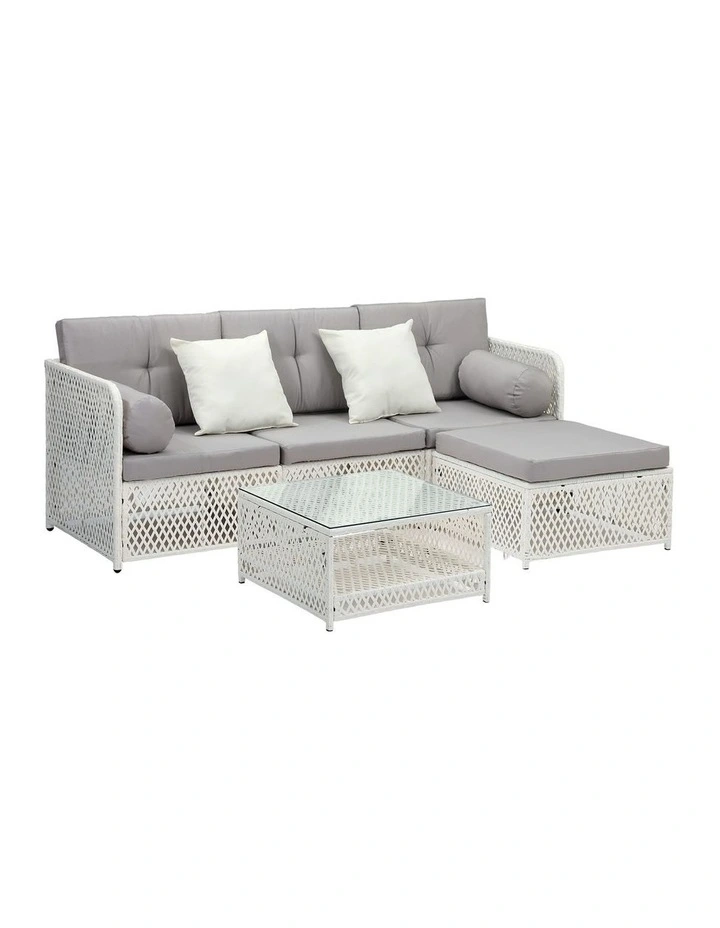 Livsip Outdoor Furniture Sofa Set 5PCS Wicker Lounge Setting Table Chairs Garden image 1