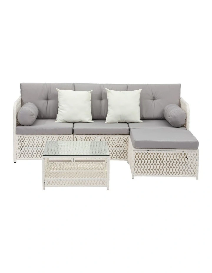 Livsip Outdoor Furniture Sofa Set 5PCS Wicker Lounge Setting Table Chairs Garden image 2