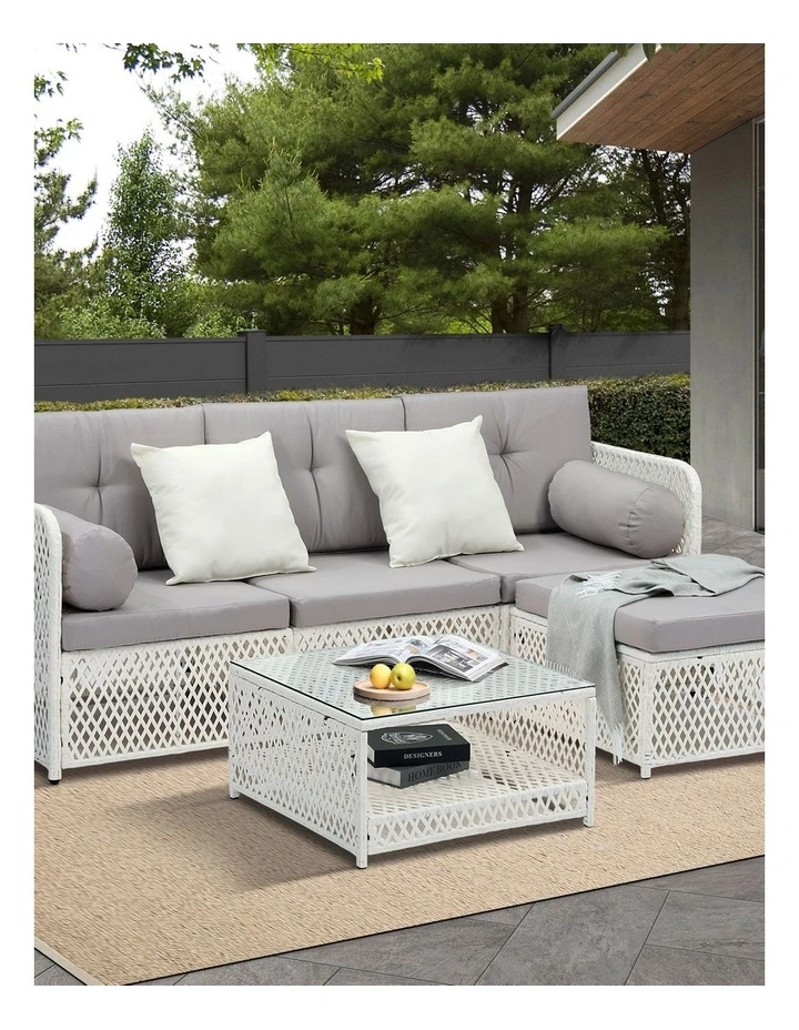 Livsip Outdoor Furniture Sofa Set 5PCS Wicker Lounge Setting Table Chairs Garden image 4