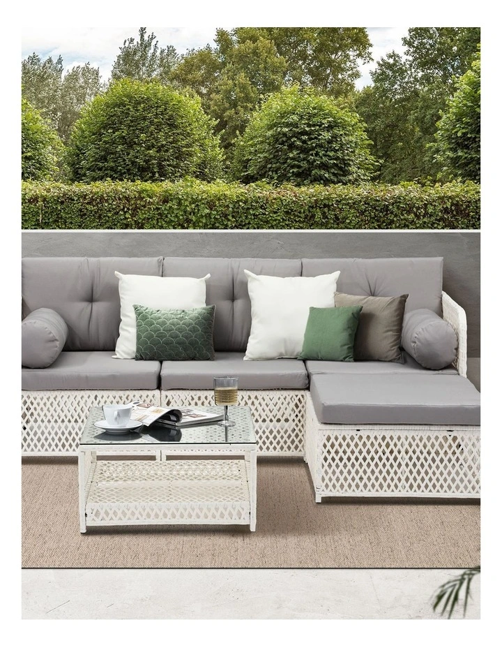 Livsip Outdoor Furniture Sofa Set 5PCS Wicker Lounge Setting Table Chairs Garden image 5