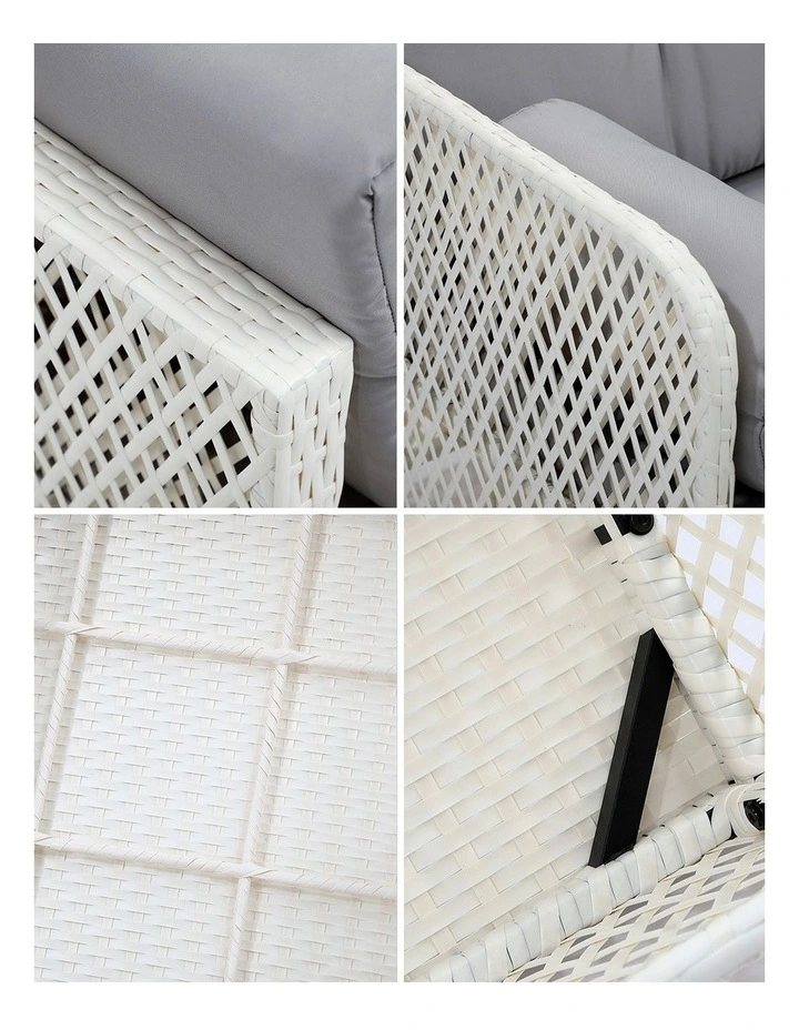 Livsip Outdoor Furniture Sofa Set 5PCS Wicker Lounge Setting Table Chairs Garden image 7