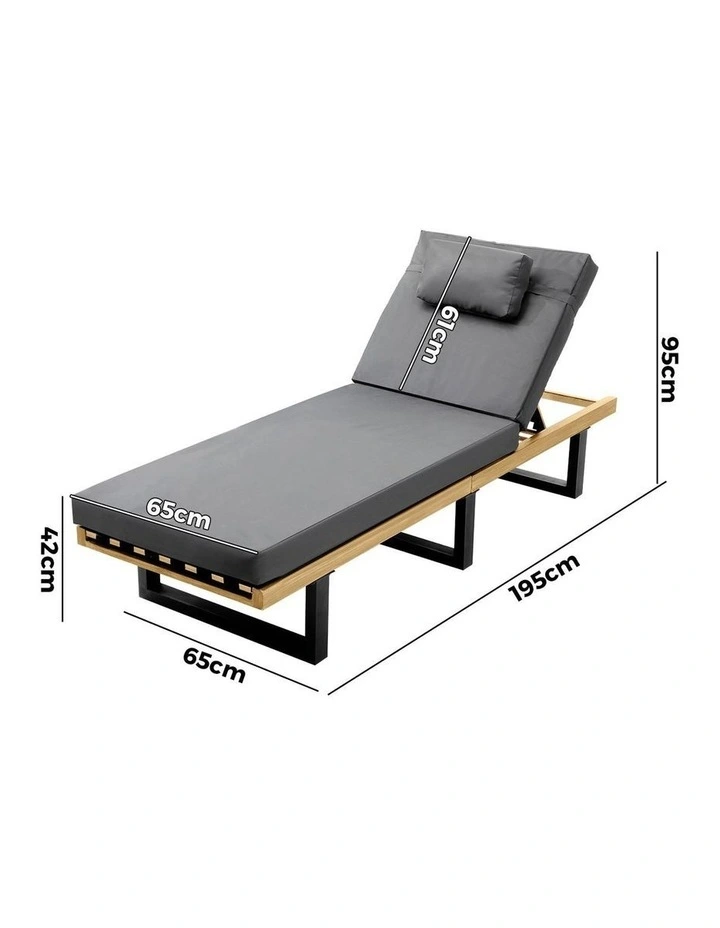 Livsip Outdoor Sun Lounge Beach Chairs Grey image 3