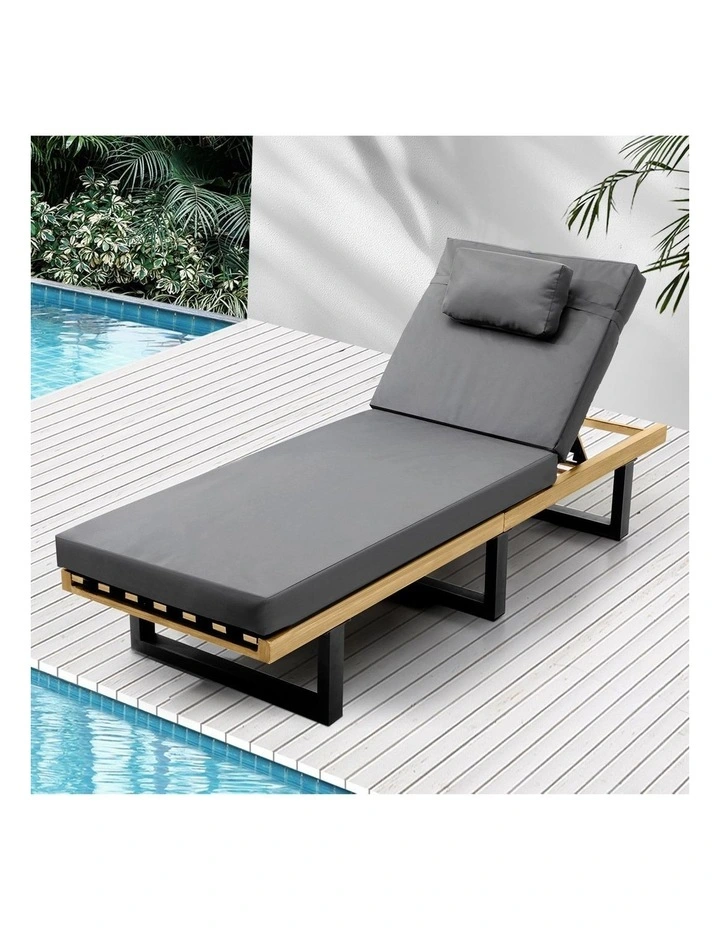 Livsip Outdoor Sun Lounge Beach Chairs Grey image 4