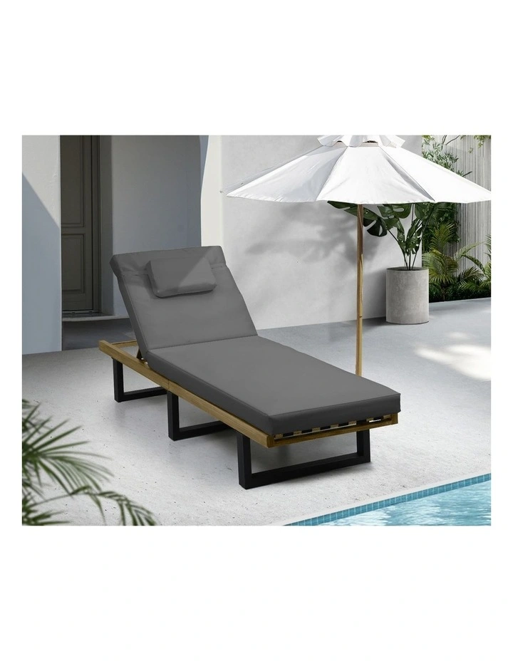 Livsip Outdoor Sun Lounge Beach Chairs Grey image 5