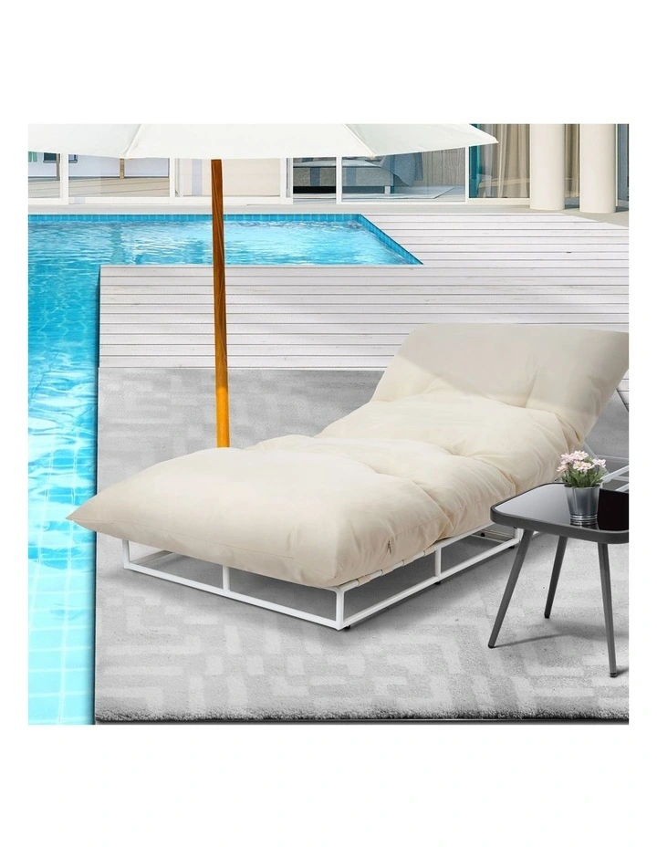 Livsip Sun Lounge Outdoor Day Bed Lounge Setting Beige image 4