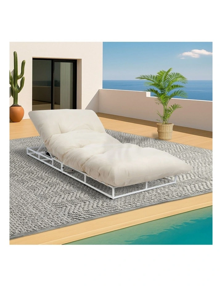 Livsip Sun Lounge Outdoor Day Bed Lounge Setting Beige image 5
