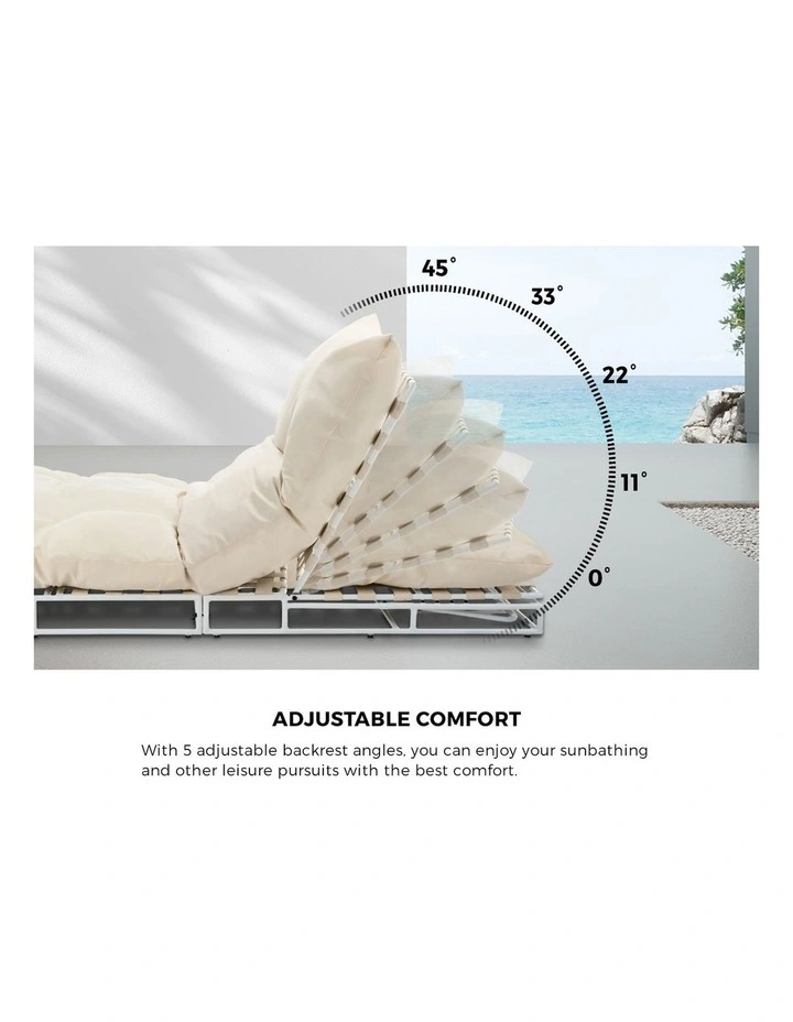 Livsip Sun Lounge Outdoor Day Bed Lounge Setting Beige image 6