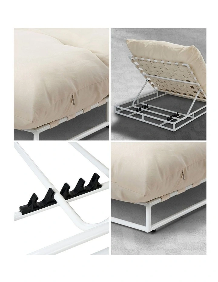 Livsip Sun Lounge Outdoor Day Bed Lounge Setting Beige image 7
