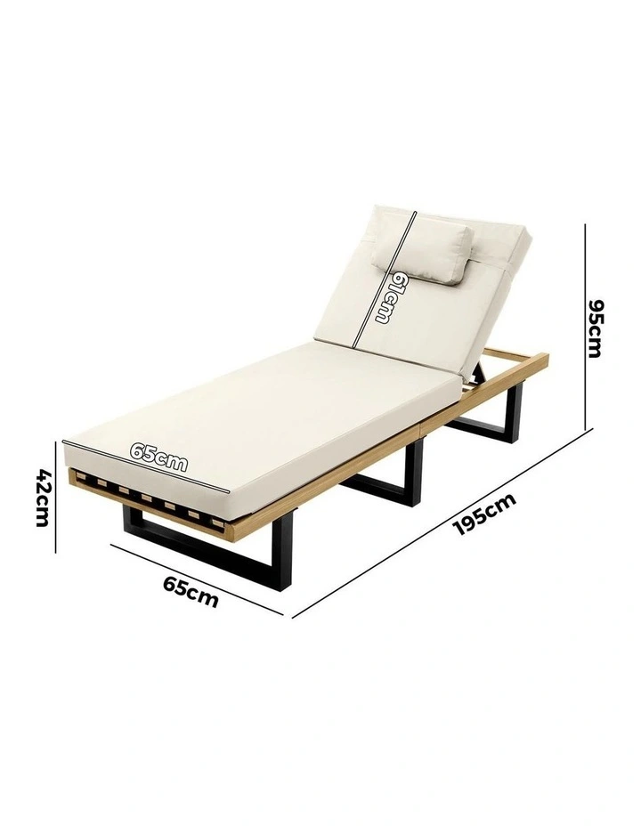 Livsip Outdoor Sun Lounge Beach Chairs Beige image 3