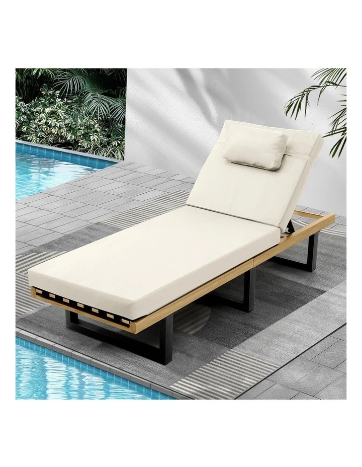 Livsip Outdoor Sun Lounge Beach Chairs Beige image 4