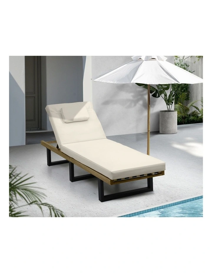 Livsip Outdoor Sun Lounge Beach Chairs Beige image 5