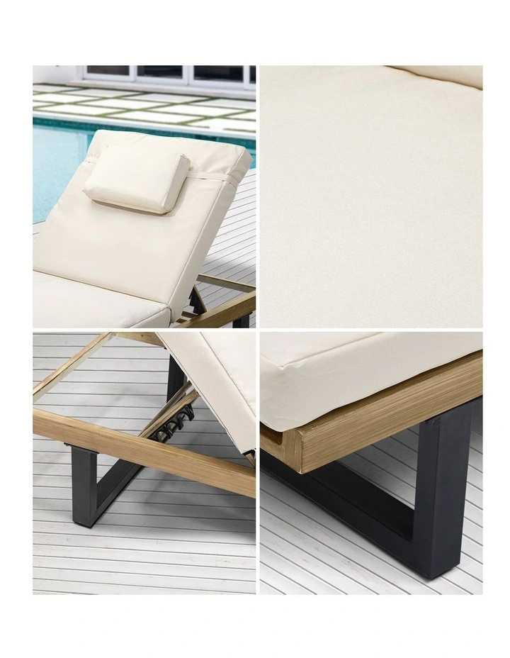 Livsip Outdoor Sun Lounge Beach Chairs Beige image 7