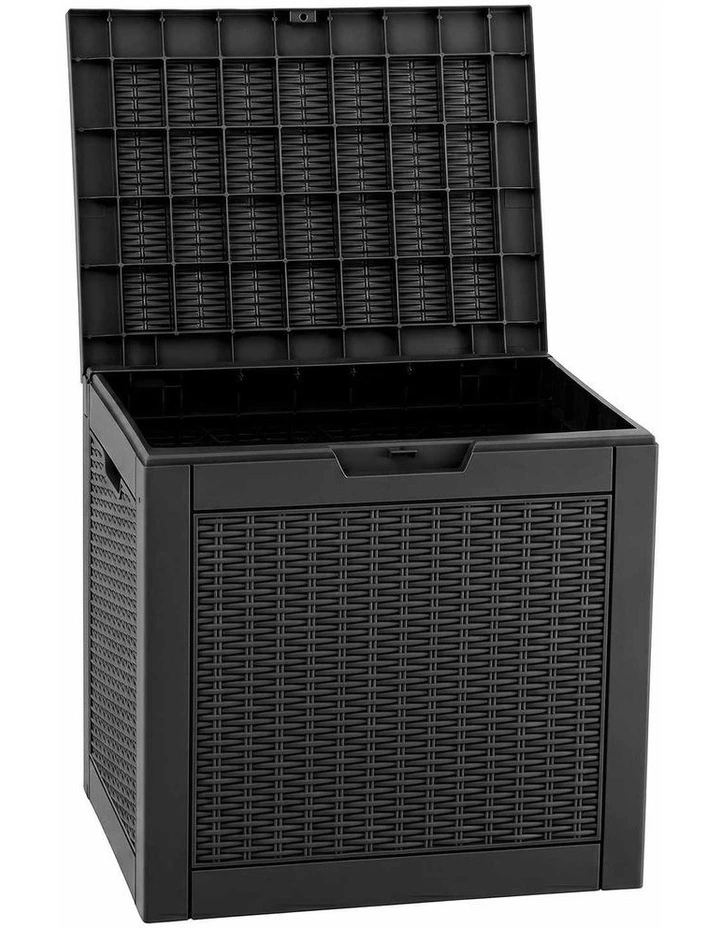 Gardeon Outdoor Storage Box 118L Container Lockable Garden Toy Tool Rattan-Texture Black image 3