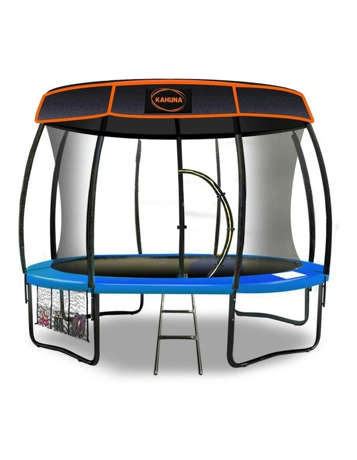 New Kids Gift Kahuna 14ft Trampoline Free Safety Net Spring Pad Mat Roof Orange Blue image 1