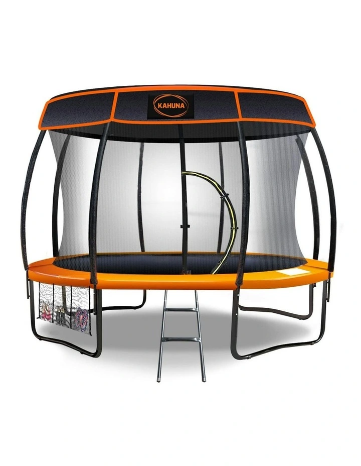 New Kids Gift Kahuna 14ft Trampoline Free Safety Net Spring Pad Mat Roof Orange Blue image 2