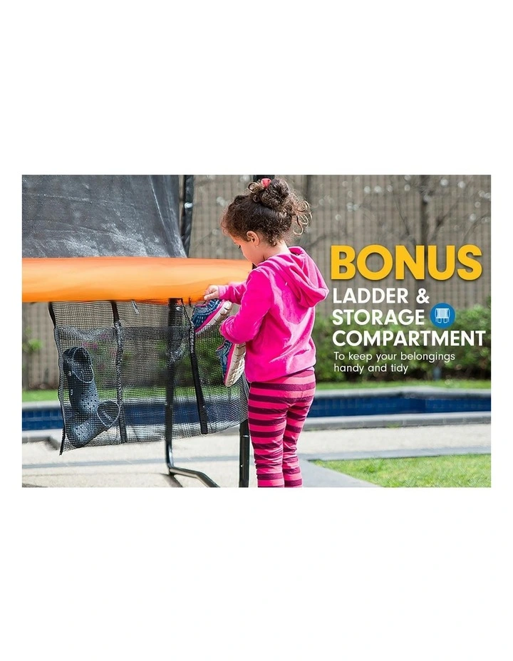 New Kids Gift Kahuna 14ft Trampoline Free Safety Net Spring Pad Mat Roof Orange Blue image 5