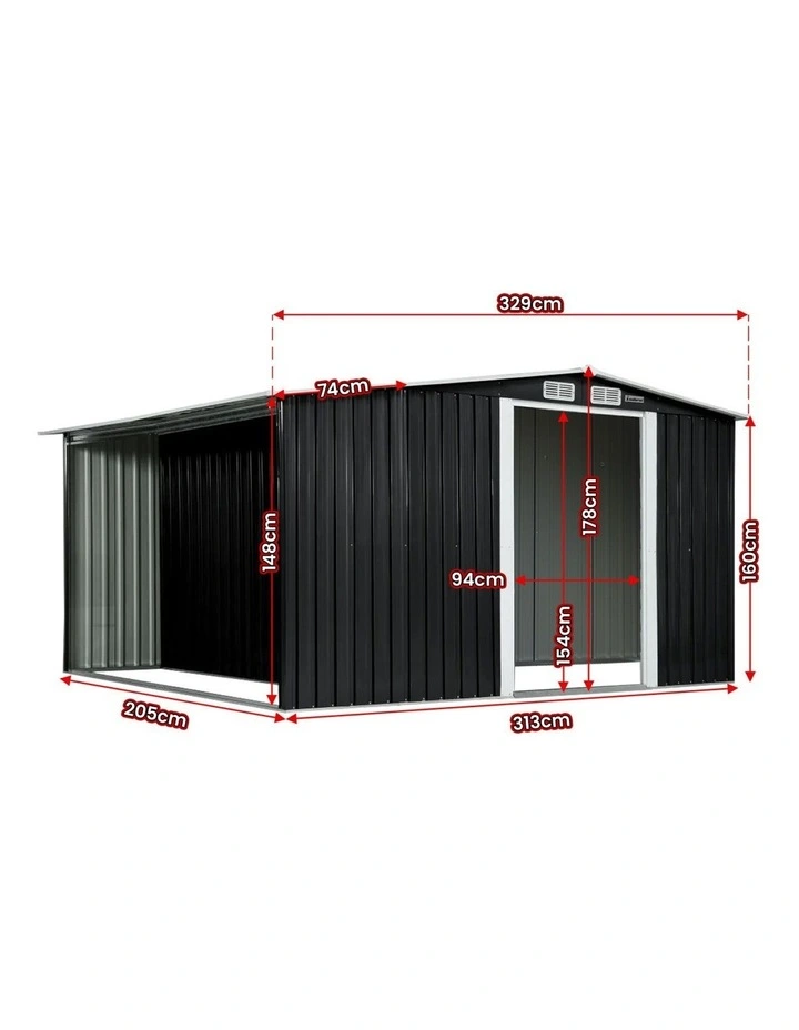 Wallaroo Garden Shed with Semi-Close Storage 6*8FT - Black image 3