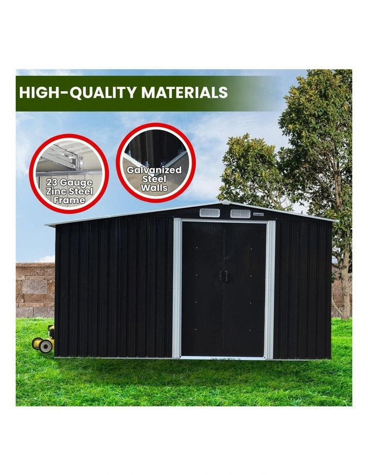 Wallaroo Garden Shed with Semi-Close Storage 6*8FT - Black image 6