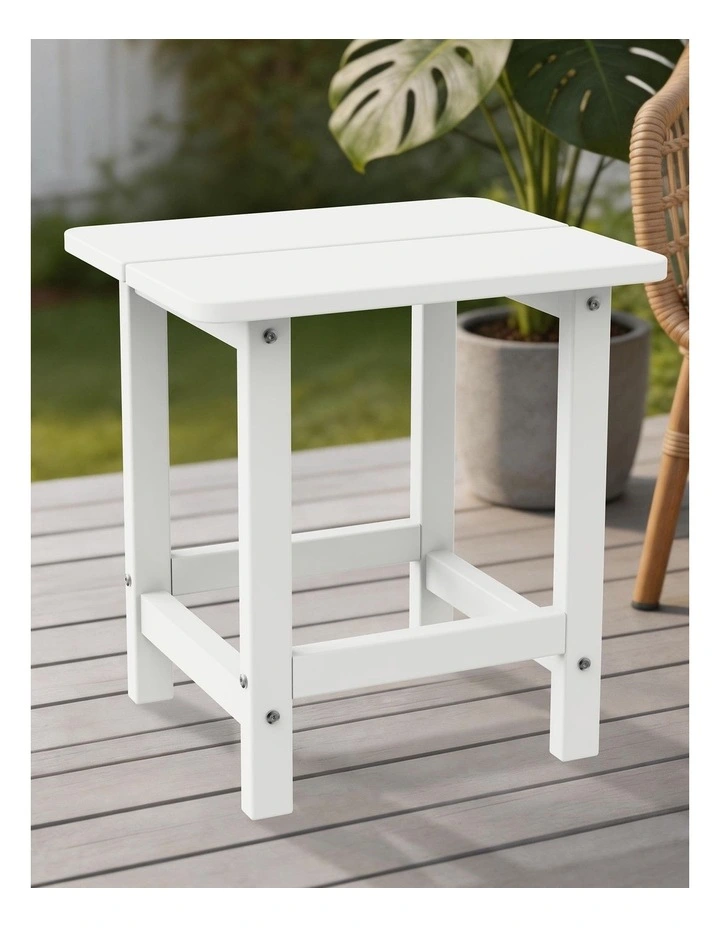 IHOMDEC HDPE Outdoor Adirondack Rectangle Side Table White image 5