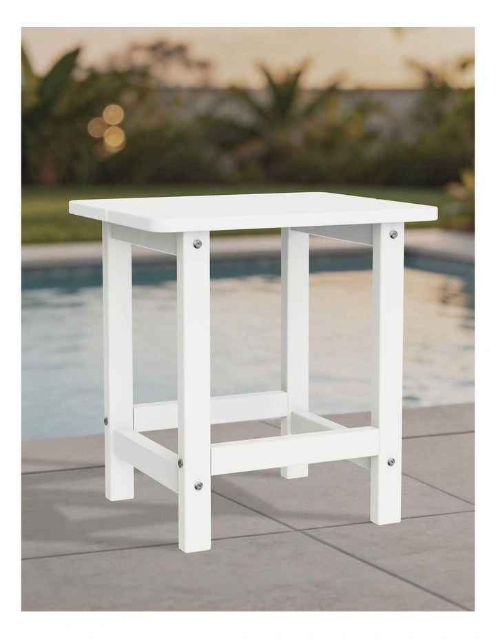 IHOMDEC HDPE Outdoor Adirondack Rectangle Side Table White image 6