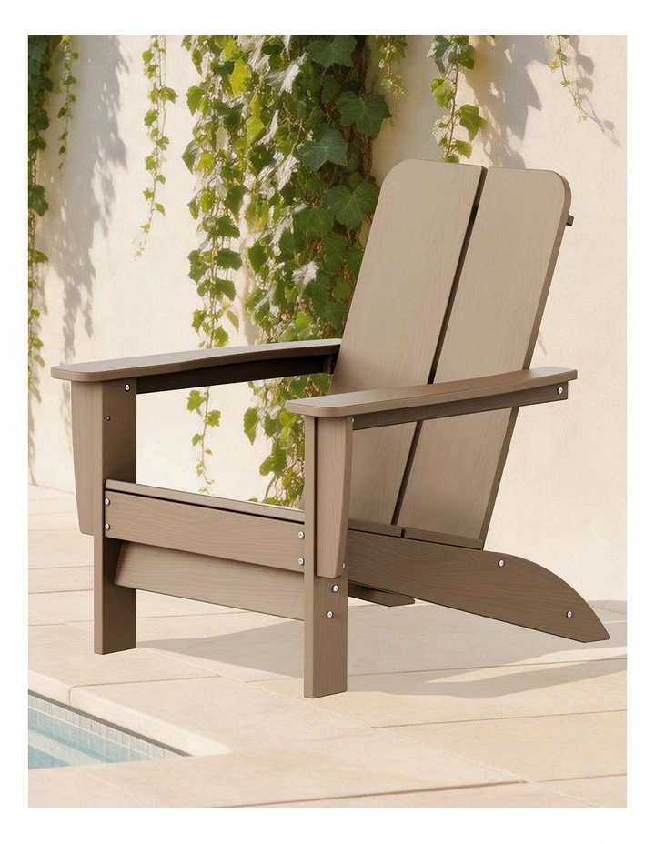 IHOMDEC Outdoor HDPE Adirondack Chair Weathered Wood image 7
