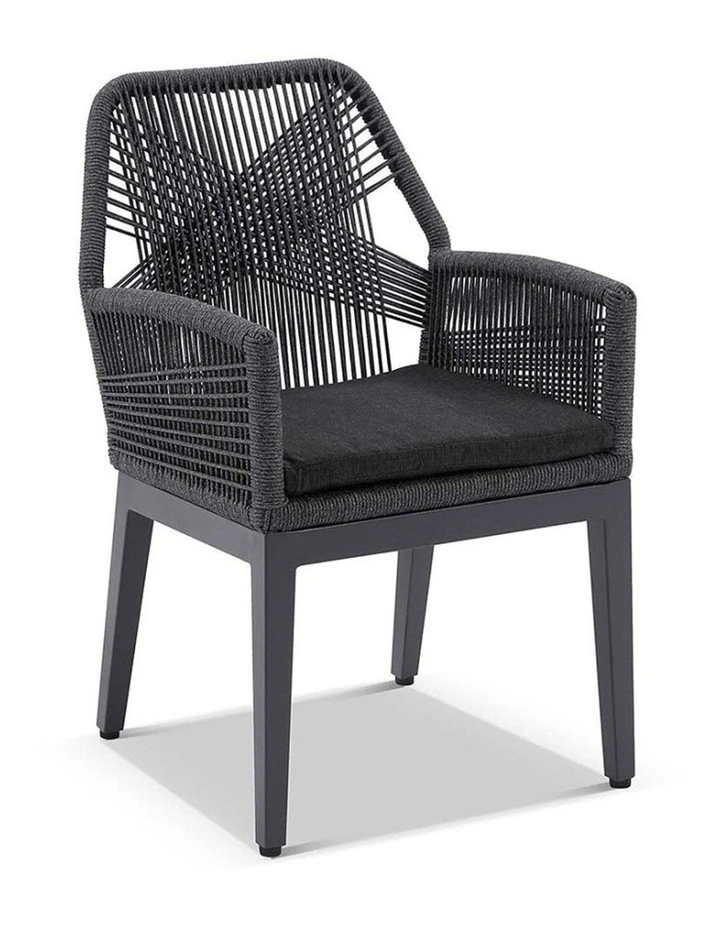Houston Outdoor 1.2m Dining Setting Charcoal With 4 Hugo Chairs & Carbon Grey/Denim Grey Cushions image 4
