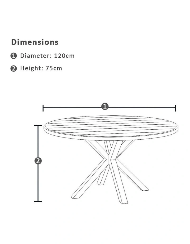 Houston Outdoor 1.2m Dining Setting Charcoal With 4 Hugo Chairs & Carbon Grey/Denim Grey Cushions image 6
