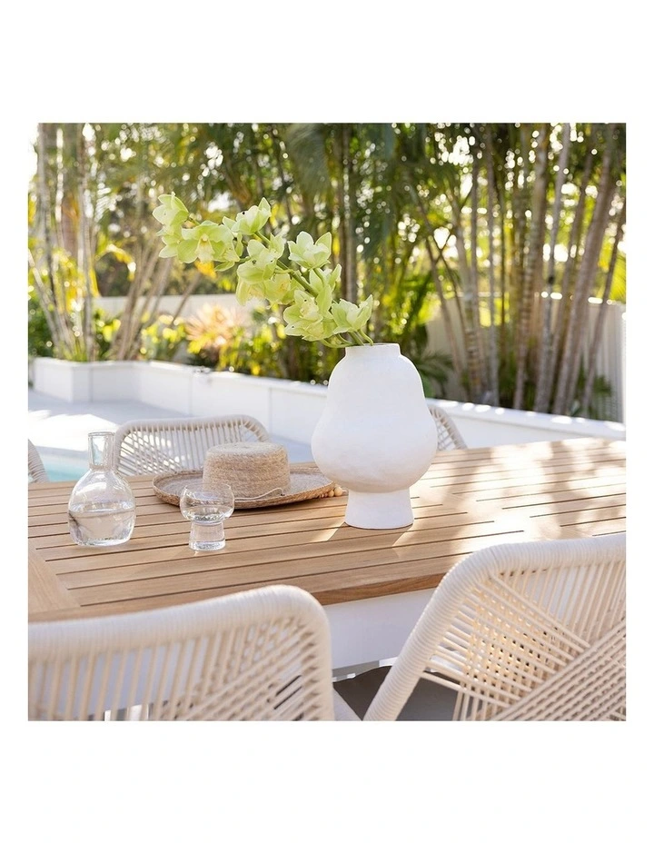 Balmoral 3.55m Outdoor Teak Top Table White With 12 Hugo Chairs & Cream Rope/Cream Cushions image 5