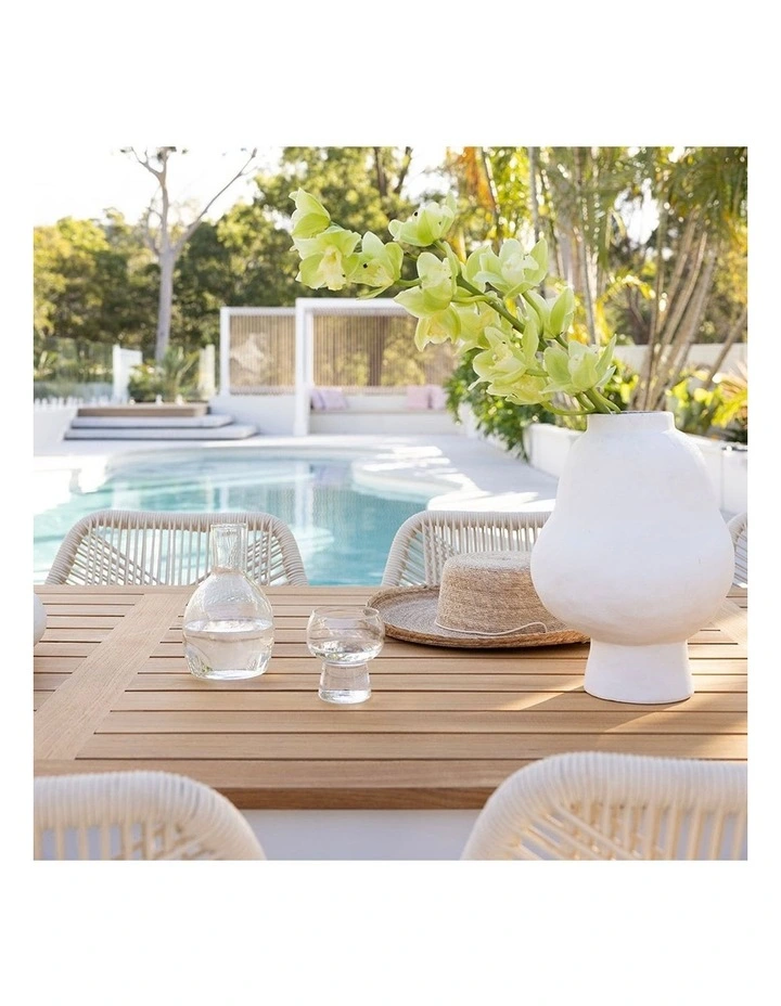Balmoral 3.55m Outdoor Teak Top Table White With 12 Hugo Chairs & Cream Rope/Cream Cushions image 7