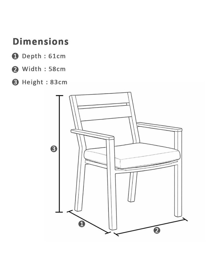 Balmoral 4 Seater Square Teak Top Dining Table White With Capri Chairs & Denim Grey Cushions image 3