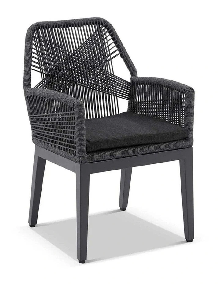Santorini 1.8m Outdoor Dining Table Charcoal With 6 Hugo Chairs & Carbon Grey/Denim Grey Cushions image 2
