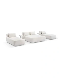Norfolk Double and Single Sun Lounge Set White With Side Tables Package & Cream Boucle Cushions