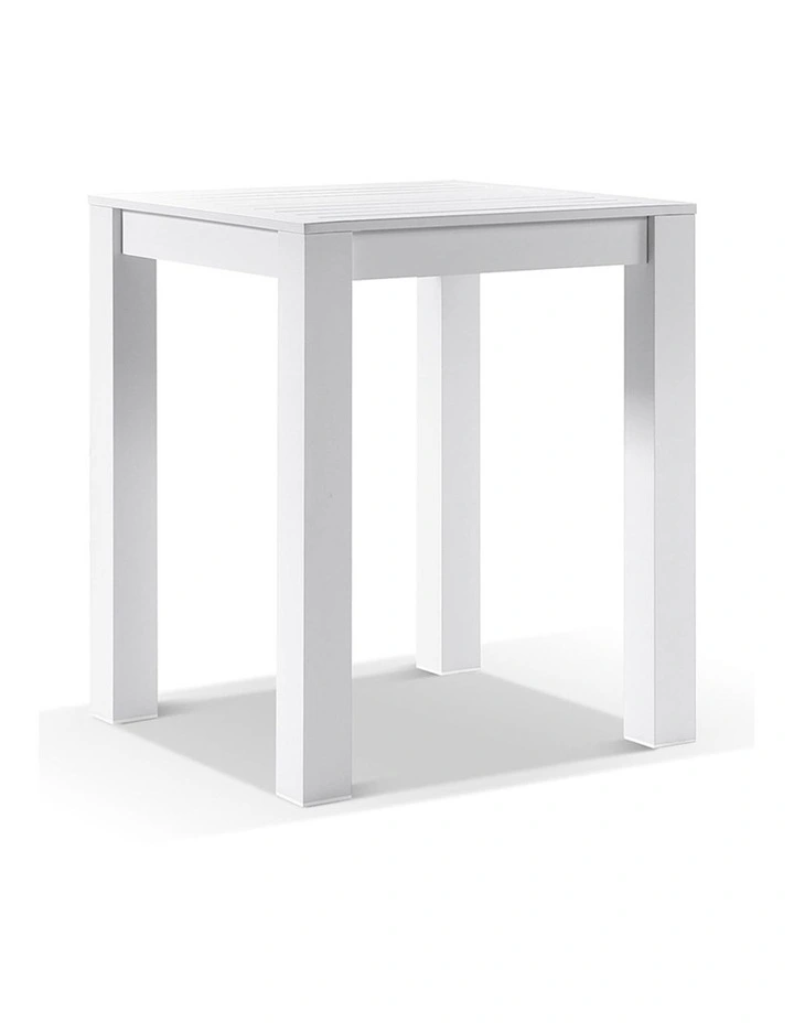 Santorini Outdoor Square Bar Table White With 4 Hugo Rope Stools & Grey w/Textured Olefin Cushions image 3
