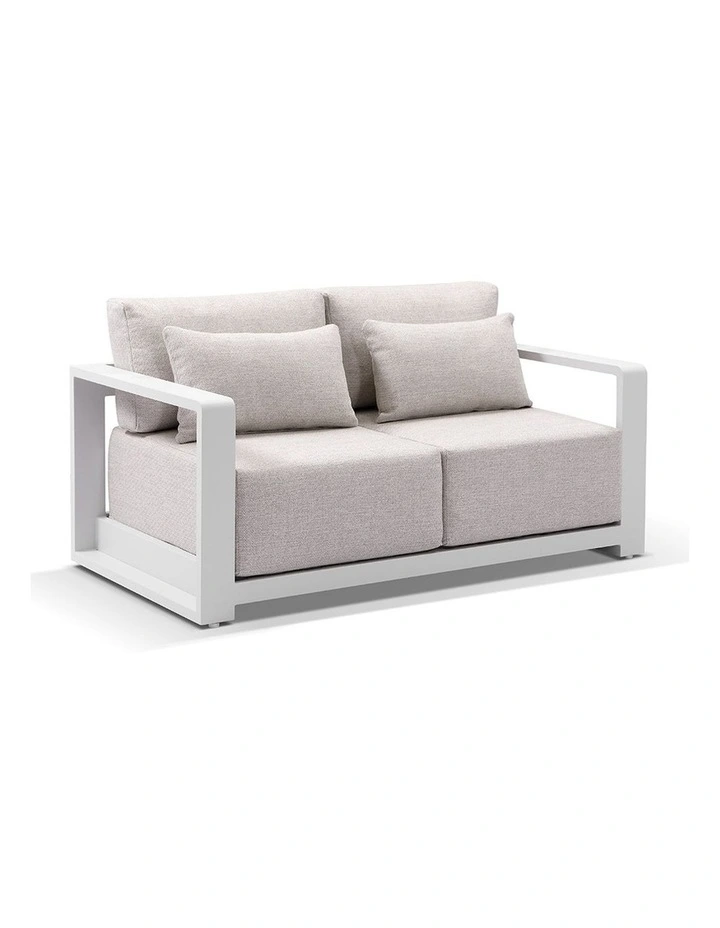 Whitehaven 2 1 1 Seater Outdoor Lounge White With Hugo Coffee Table Set & Sandstone Cushions image 2