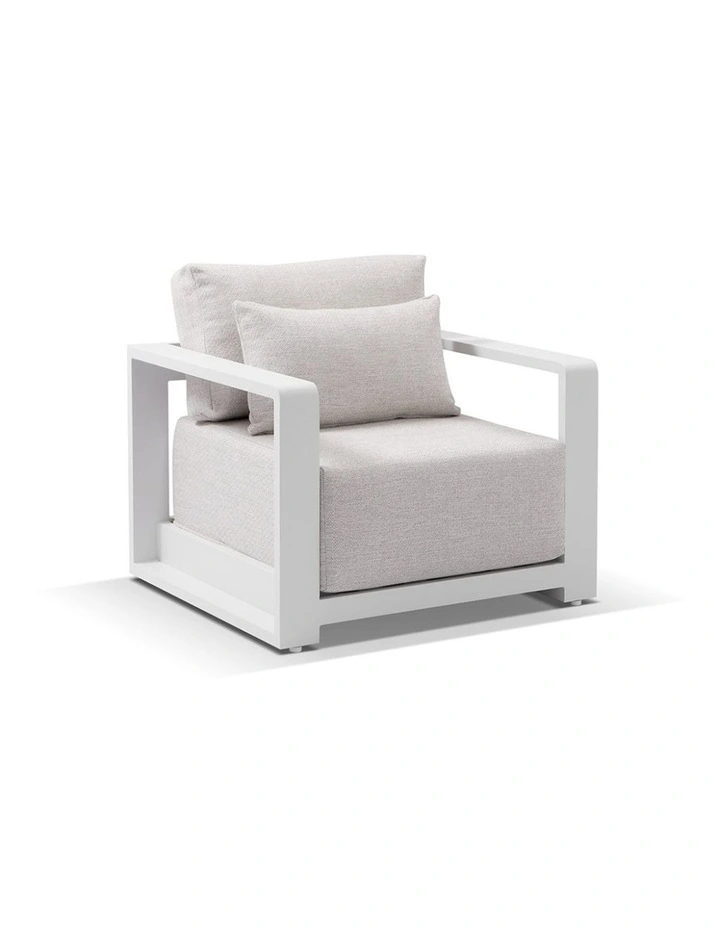 Whitehaven 2 1 1 Seater Outdoor Lounge White With Hugo Coffee Table Set & Sandstone Cushions image 3