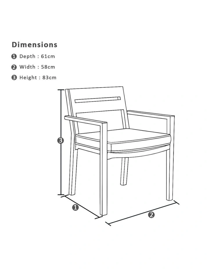 Hugo Outdoor 4 Seater Ceramic/ Dining Table White With Santorini Chairs & Olefin Grey Cushions image 5
