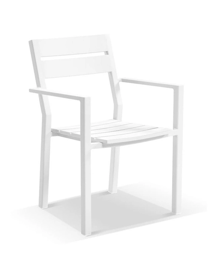 Houston Outdoor 1.5m Round Dining Setting White With 6 Santorini Chairs & Olefin Grey Cushions image 4