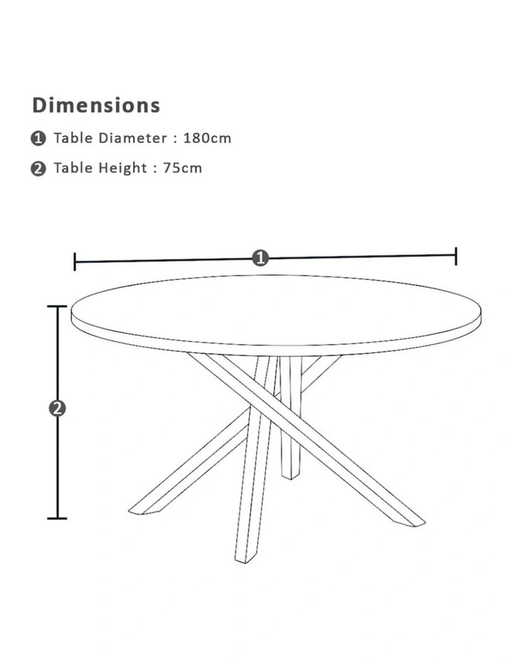 Houston Outdoor 1.8m Round Dining Setting White With 8 Santorini Chairs & Olefin Grey Cushions image 6