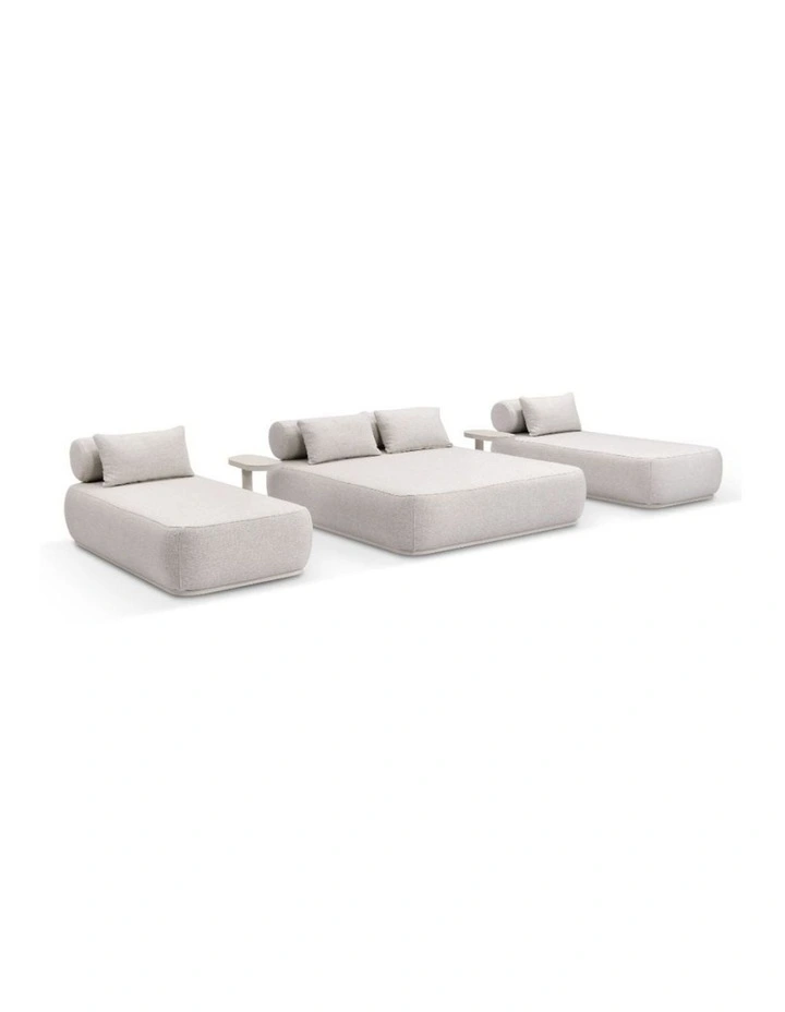 Norfolk Double and Single Sun Lounge Set Light Dune With Side Tables Package & Sandstone Cushions image 1