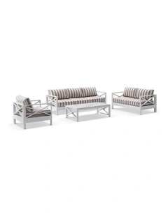 Kansas 3 2 1 seater Lounge Set with Coffee Table in Sunbrella & Maxim Heather Beige Cushions