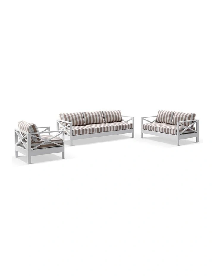 Kansas 3 2 1 seater Lounge Set with Coffee Table in Sunbrella & Maxim Heather Beige Cushions image 2